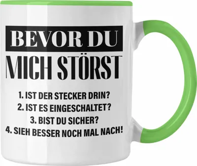 Produktbild von Trendation - IT Techniker Geschenk Tasse Support IT Informatiker Geschenk  Lustiger Spruch Männer (Grün)