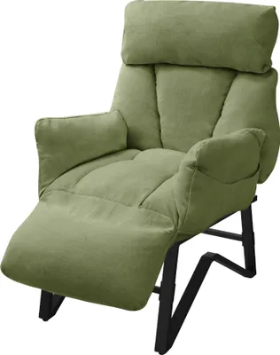 Produktbild von ML-Design Relaxsessel Grün Wohnzimmersessel mit Leinenbezug Fernsehsessel verstellbar mit Armlehnen Fußablage Seitentaschen Loungesessel Polsterstuhl