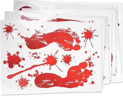Productafbeelding van Bloody Handprints and Zombie Silhouettes Halloween Decoration - Reusable Bloody Window Handprint Footprint Stickers for Haunted House Party