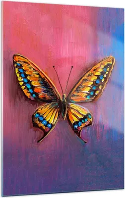 Produktbild von Bilder auf glas - Einteilig - Schmetterling bunt gemalt - 50x70cm - Glasbilder - Wandbilder - Bilder - zum Aufhängen bereit - Wanddekoration aus Glas - Glas Bilder - Wandbild auf Glas - GPA50x70-5012