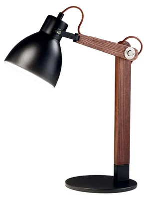 Produktbild von Sveva Tischleuchte aus Metall und Schwarz/Walnussholz, E27-Fassung, elegantes Design, ideal für die Innenbeleuchtung, 230 V, Schutzklasse II