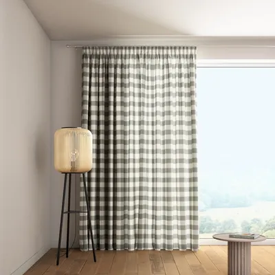 Produktbild von Dekoria Vorhang mit Kräuselband, weiss-grau kariert, 130 x 245 cm