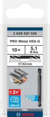 Image de Foret hélicoïdal PRO Metal HSS-G Bosch,5.1x17