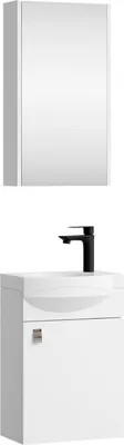Produktbild von Planetmöbel Badmöbel-Set Waschtisch mit Unterschrank 40cm & Spiegelschrank 40 Weiß