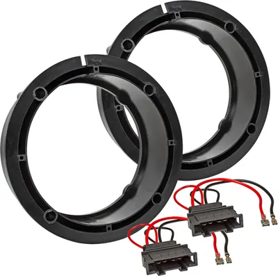 Produktbild von Lautsprecherringe Adapter + Kabel kompatibel mit VW Golf 4 Passat 3B BG Polo 9N 165mm DIN Lautsprecher, Paar