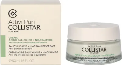 Produktbild von Collistar Salicylic Acid + Niacinamide Cream, Tages- & Nachtcreme, Frauen, Jeder Hauttyp, Gesicht, Anti-Reizung, Anti-Rötung, Wirkt beruhigend, Mattierend, Porenstraffend, Schutz, Klärend,..., 50 ml