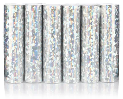 Produktbild von KarneLux Luftschlangen Silber Glitzer Metallic - 6er Pack