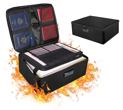 Produktbild von Feuerfeste Dokumententasche, wasserdichter Ordner mit Zahlenschloss, sichere Aufbewahrungsbox für Unterlagen, Geld und Laptop