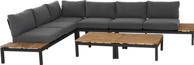 Produktbild von Siena Garden Alvida 6-teiliges Lounge-Set Aluminium anthrazit/Ranotex®-Gewebe schwarz/Teakholz Sitzg