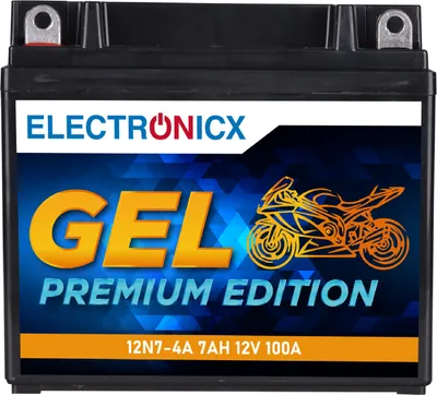 Obrázok produktu pre Elektronická motocyklová batéria Electronicx YB7-A GEL 12V 7Ah 100A/EN – Bezúdržbová, prednabitá, odolná proti vytečeniu, dlhá životnosť