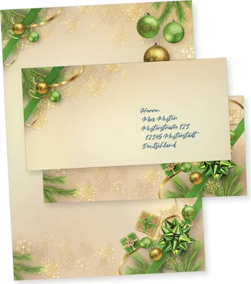Produktbild von Chalet Noel 500 Sets Weihnachtsbriefpapier mit Umschlag ohne Fenster Weihnachtspapier A4 Briefpapier Weihnachten