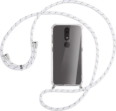 Produktbild von Handykette Backcover-Schutzhülle mit Band (Metall silberfarben) für Nokia 4.2 - weiß/grau