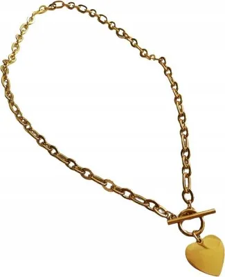 Produktbild von GROSSE HERZ-Kettenhalskette, Goldstahl, 45 cm