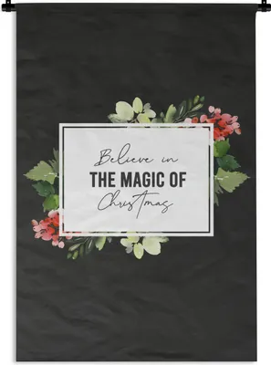Produktbild von MuchoWow® Wandteppich Wandbehang Blumen - Weihnachten - Zitate 120x180 cm Tapisserie Dekoration Wandtuch - Schlafzimmer - Dekorationen für das Haus