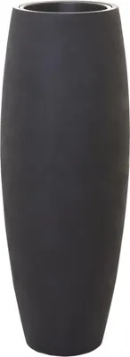 Image de VIVANNO Vase de sol en fibre de verre MAGNUM rond, aspect pierre anthracite galet - 37x100 cm
