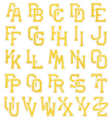 Buchstaben-Patches A-Z, 52 Stück, gelb, 5 cm, zum Aufbügeln oder Nähen