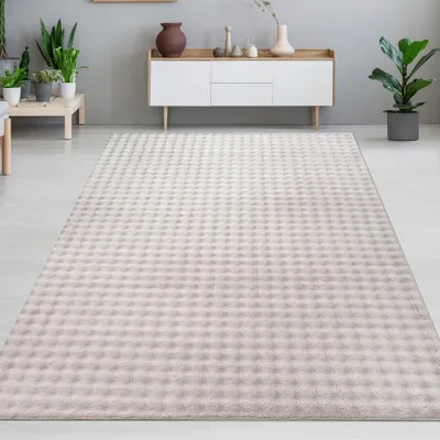 Produktbild von Schlafzimmerteppich Wohnzimmerteppich weich kuschelig allergikerfreundlich pflegeleicht Sandfarbig Größe - 160 x 220 cm