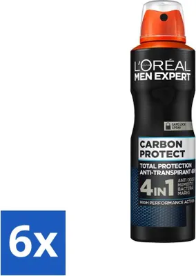 Productafbeelding van L'Oréal Men Expert Deodorant Spray Carbon Protect, 150 ml - Voordeelverpakking - 6 stuks
