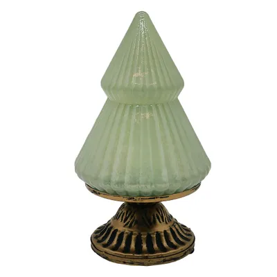 Produktbild von Clayre & Eef Weihnachtsdekoration mit LED-Beleuchtung Weihnachtsbaum Ø 10x18 cm Grün Glas