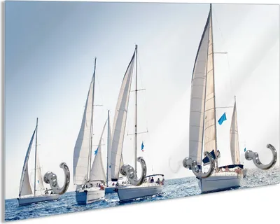 Produktbild von Wallario Schlüsselbrett aus Glas, Motiv: Segelschiff auf dem Meer, 30 x 20 cm mit 4 Haken