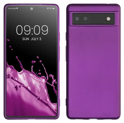 Produktbild von kwmobile Handyhülle für Google Pixel 6a Hülle - Silikon Case metallisch schimmernd - Schutzhülle Cover - Metallic Violett
