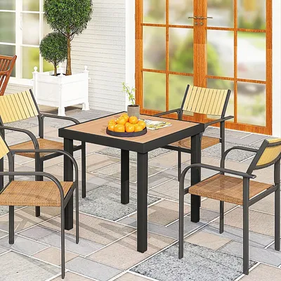 Produktbild von Gartentisch Kunststoff Wetterfest Aluminiumrahmen Buffettisch Kunststoff