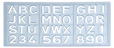 Schablonenbuchstaben und -ziffern 15 mm, transparent