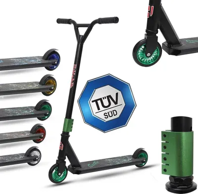 Produktbild von Habib Stunt Scooter für Kinder | 360° Trick Roller 110mm ABEC-9 Räder: Grün