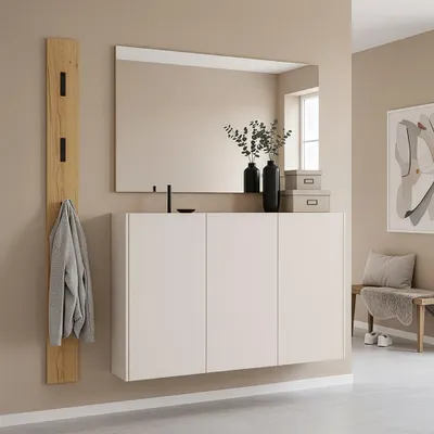 Produktbild von Garderobenset 3-teilig in kaschmir mit Eiche mit 1 Garderobenpaneel, Modern, LAPUA-01