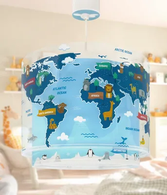 Immagine prodotto di Lampada da soffitto a sospensione per bambini Kids World Mappa del Mondo