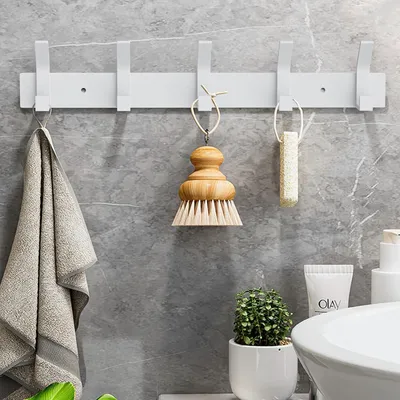 Produktbild von Wandgarderobe Metall, 5 Haken, 2 Stück, für die Wandmontage