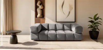 Produktbild von Sofa Designersofa BLANCHE 3-Sitzer in Stoff Bluvel Grau