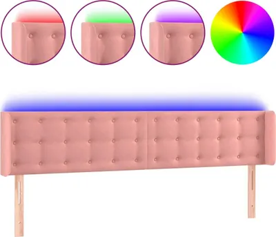 Produktbild von vidaXL LED Kopfteil Rosa 163x16x78/88 cm Samt