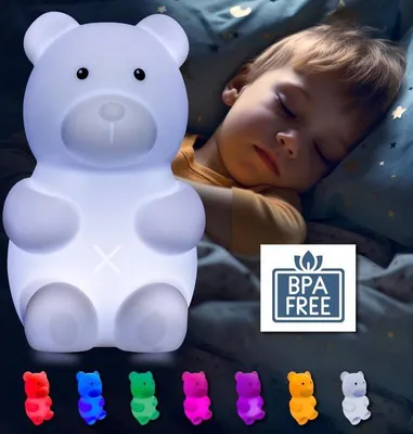 Produktbild von Eaxus® Leuchtbär Basti der Bär - Großes LED Nachtlicht Kinder & Baby - Beruhigendes Stilllicht, Nachtlampe Kinderzimmer