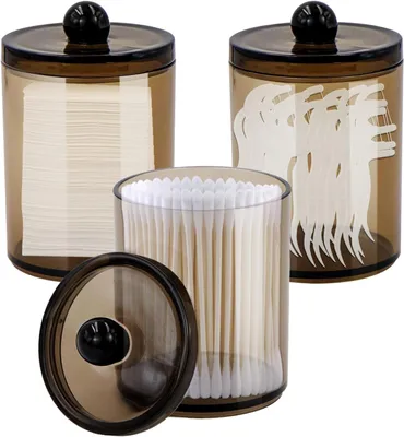 Imagen del producto de Organizador de cosméticos de acrílico, juego de 3 unidades, 6,5 x 9,5 cm, ideal para discos de algodón y hisopos