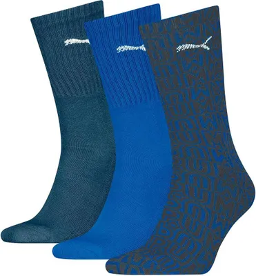 Produktbild von Puma Printed Crew-socken 3 Paare Blau EU 39-42 Herren,Damen Blau EU 39-42