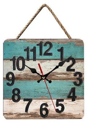 Produktbild von Dekoration für Küche, Wohnzimmer und Büro – Wanduhr aus Holz – Retro-Stil, quadratisch, ländlicher Stil,10 inches