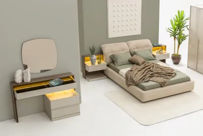 Produktbild von Elegantes 5-tlg. Schlafzimmer-Set mit Bett Spiegel & Schminktisch