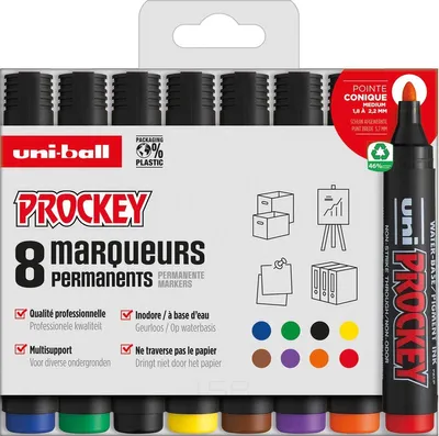 Produktbild von Uni-ball Permanentmarker Set - Bullet Spitze - 8 Farben Marker