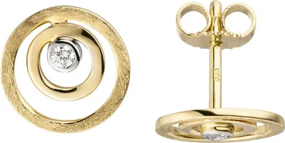 Produktbild von Ohrstecker 585 Gold Gelbgold eismatt 2 Diamanten Brillanten Ohrringe
