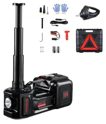 Obrázek produktu pro Elektrický zvedák na auto 5t - Sada zvedáku na auto s rázovým klíčem - Robustní zvedák na auto - Těžký zvedák na auto pro osobní a nákladní automobily - Černý