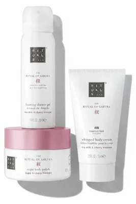 Produktbild von Rituals... Trial Set Sakura 2025 SAKURA BODY SCRUB (125 gr) SAKURA FOAMING SHOWER GEL (50 ml) THE RITUAL OF SAKURA BODY CREAM (70 ml)