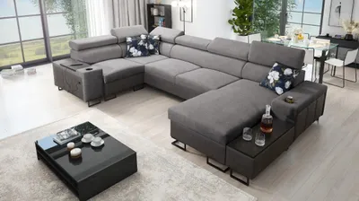 Produktbild von Kaiser Möbel Großes Ecksofa,Schlaffunktion MELODY IV MINI Tauro/Freya Graphit/Dunkelgrau Rechts