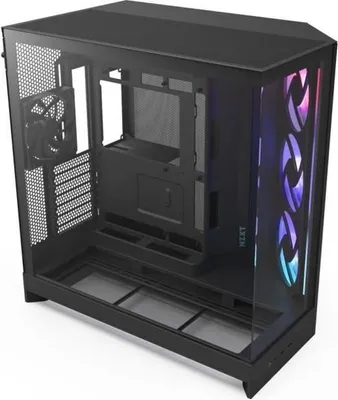 Image de Boîtier Moyen-Tour NZXT H9 Flow RGB, Double Chambre, Ventilateurs RGB Inclus, Noir
