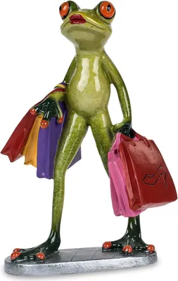 Produktbild von Formano 2er Set lustige Frösche Figur Frosch Shopping Poly 19 cm