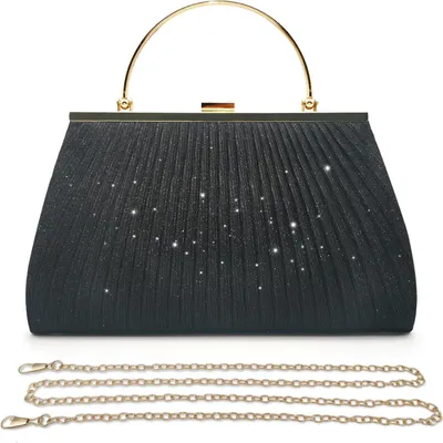 Produktbild von Pahajim Damen Clutch Glitzer Abendtasche Schwarz 24x15x4cm
