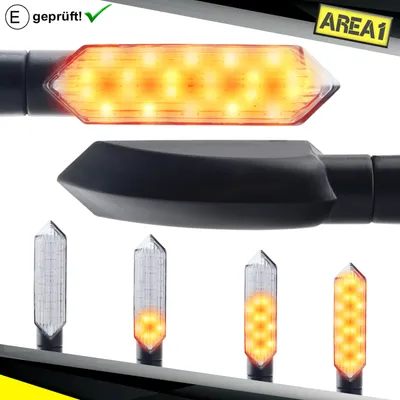 Produktbild von Area1 Motorrad LED Blinker E- Set (2 Stück) M8 mit Lauflichteffekt