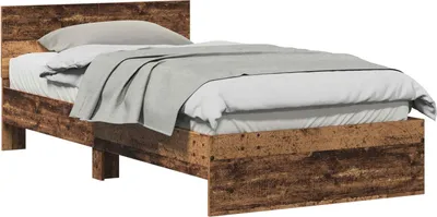 Produktbild von vidaXL Bettrahmen mit Kopfteil Altholz 203 x 104 x 70 cm Holzwerkstoff