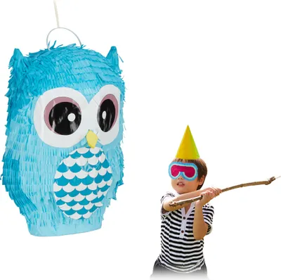 Produktbild von relaxdays Pinata Eule blau