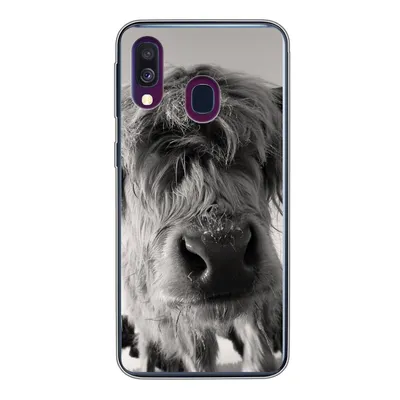 Produktbild von MuchoWow® Handyhülle Schutzhülle Hülle für Samsung Galaxy A40 Schottischer Highlander - Schwarz - Weiß - Tiere Silikon Softcase Handy Hülle - Handy-Tasche